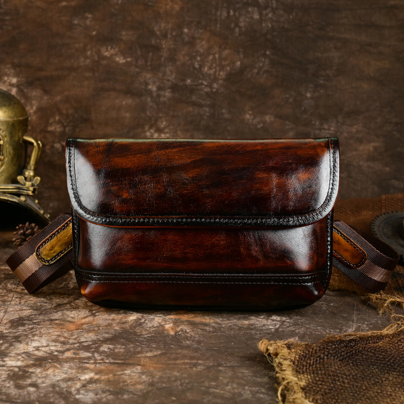 Borsa a tracolla piccola da uomo, in vera pelle, con tracolla singola, realizzata a mano, con strato superiore in pelle bovina colorata_voghion.com