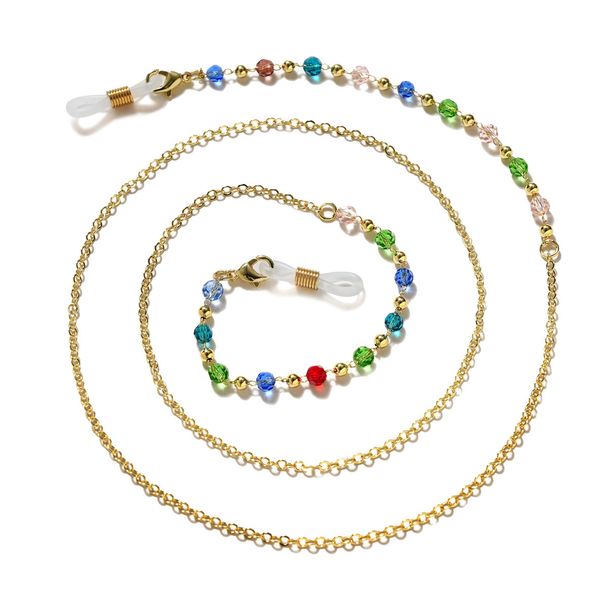 Corda per appendere occhiali in cristallo colorato, tracolla in metallo e rame, catena antiscivolo per maschera_voghion.com