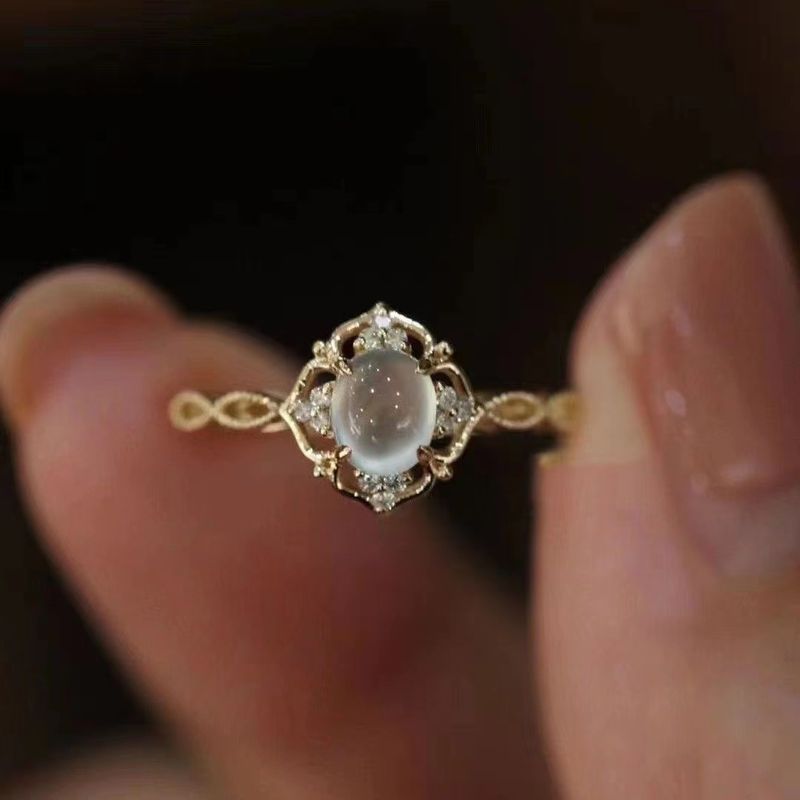 Live-Streaming von Internet-Promis: Neuer romantischer offener High-End-Ring mit Mondlichtsteinen, süßer gewebter Hohlring für Frauen_voghion.com