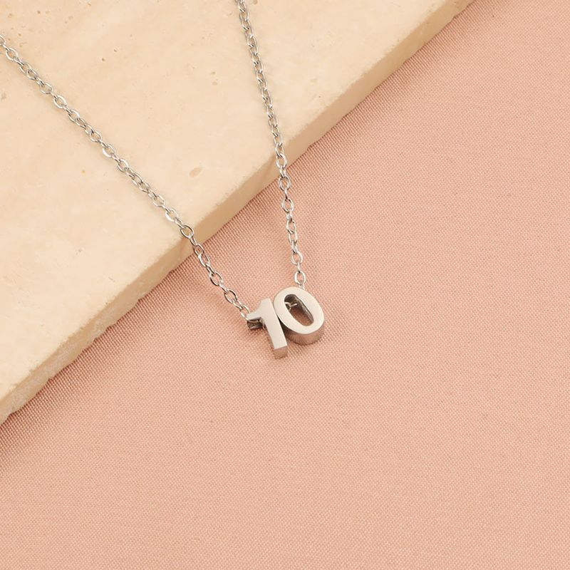 Collana con ciondolo in acciaio al titanio con numero in stile semplice all'ingrosso di gioielli_voghion.com