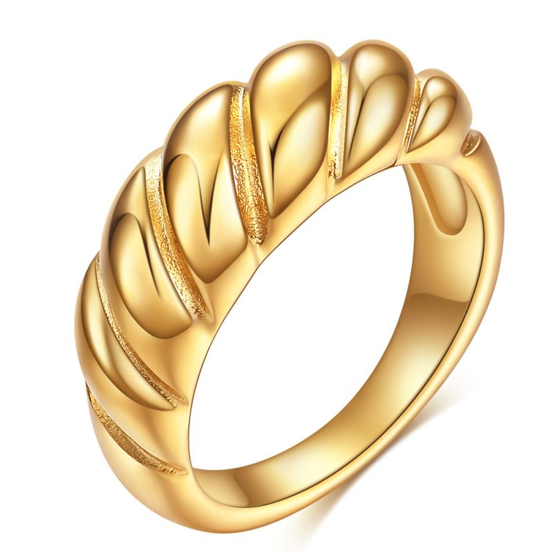 New Creative Simple Titanium Steel Cast Twist Personality Bread Ring_voghion.com