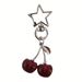 Cute Cherry Keychain Bag Charm Star Keychain Sweet Aesthetics Y2K Accessories Kawaii Wallet Suitable For Women With Car Keys_voghion.com