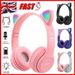 Kinder Katzenohr Kopfhörer Wireless Bluetooth Headset LED Leuchten Kopfhörer_voghion.com
