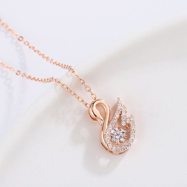 Collana minimalista giapponese e coreana Zuyin Shijia Swan 999, ciondolo dinamico a forma di cuore che salta, da donna_voghion.com