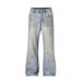 Men's Clothing High Street Washed Loose Wide Leg Pearl Full Diamond Patch Diamond Stacked Jeans Jeans_voghion.com