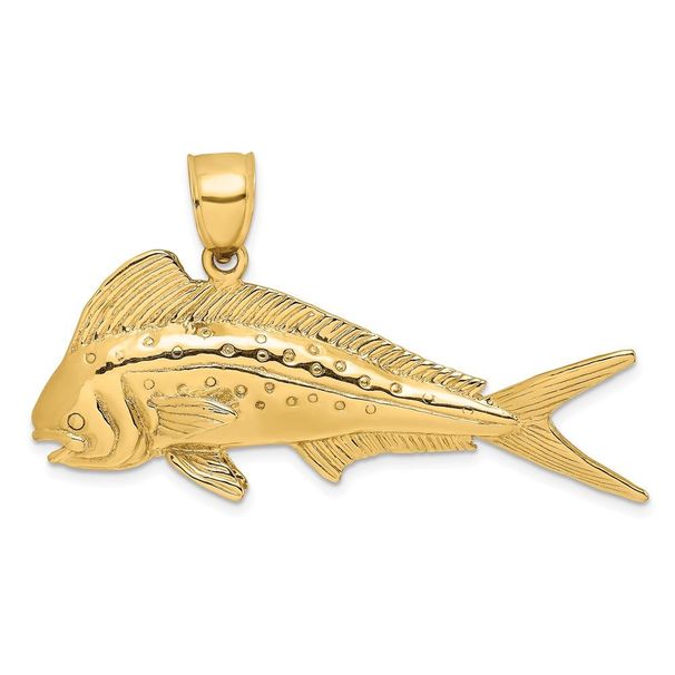 14K 3-D Female Dorado (Mahi-Mahi) Charm_voghion.com