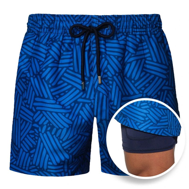 pantaloni scurți de plajă pentru bărbați, pantaloni sport de vară 2024, pantaloni scurți cu strat dublu imprimați_voghion.com