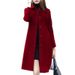 Women's woolen coat, medium-length, British style, spring and autumn new slim woolen coat, women's slim woolen suit_voghion.com
