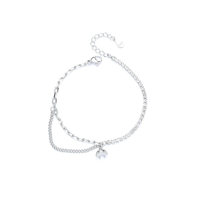 Sterling Sier VENUS Moda Zirkonyum İşlemeli Zincir Eklemeli Bilezik Bayan Basit Kişilik Takı Hediyesi W_voghion.com