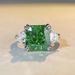 2022 New S Pure Silver For Women With Emerald Green 5 Carat 10X10 Mounting High Carbon Zirconia Ring_voghion.com