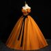 Off-Shoulder A-Line Satin Gown – Elegant & Vibrant (Orange, XS-3XL) For Singing Performances, Hosting & Special Events_voghion.com