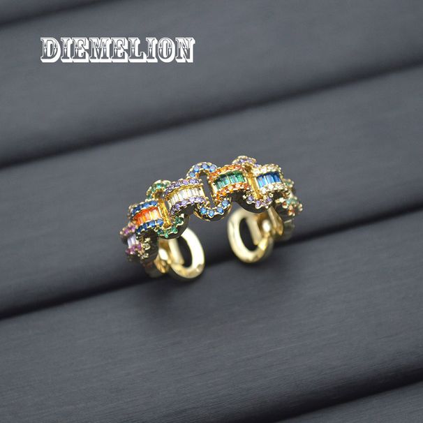 European And American Punk Hip-Hop Colorful Zircon Hollow Shiny Personality Cuban Chain Ring Gold-Plated Color-Retaining_voghion.com