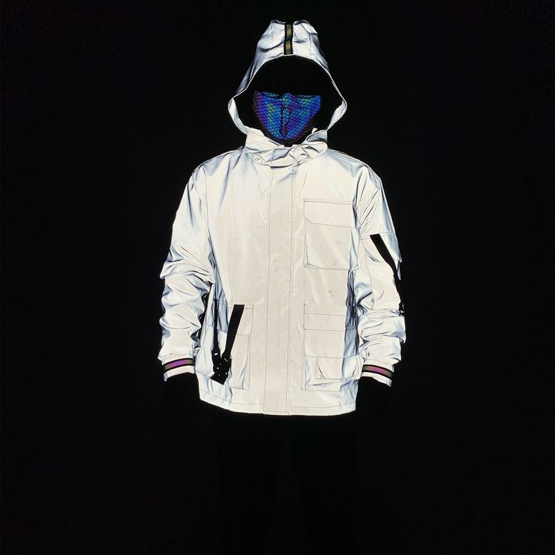 Herrenbekleidung Robuste Reflektorjacke für Herren, taktische Outdoor-Arbeitsjacke mit mehreren Taschen, Kapuzenjacke, Herrenbekleidung_voghion.com