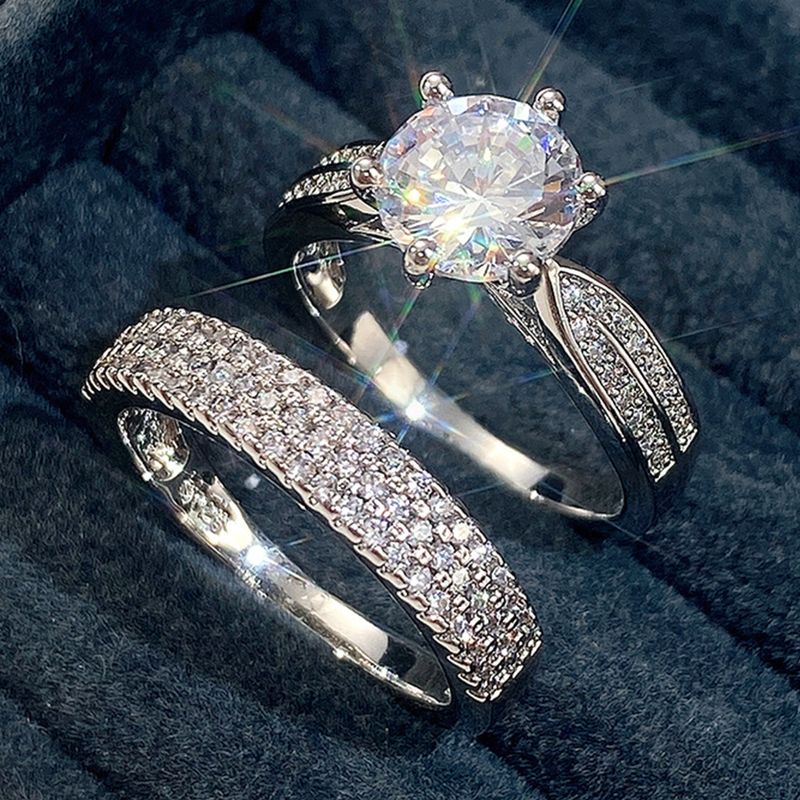 Cao Shi's Male Female Pair Ring Luxury Wedding Combination Ring, Plain Trap Ring, Wedding Handicraft_voghion.com