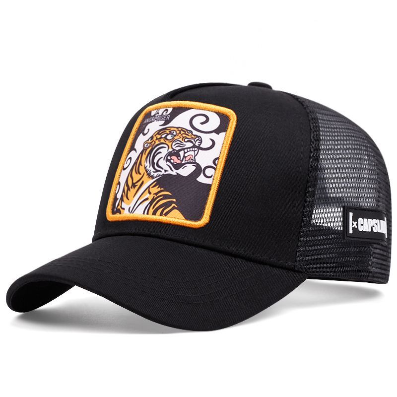 New Animal Embroidered Baseball Brehable Duckbill Mesh Cap, Men's And Women's Chinese Style Tiger Sun Shading Summer_voghion.com