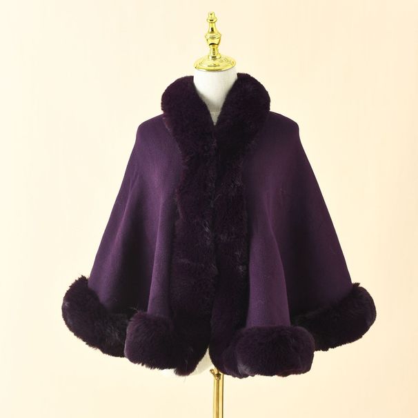 Autumn short woolen shawl, new autumn and winter fox fur grass cloak, bride's toast jacket, thickened cardigan_voghion.com