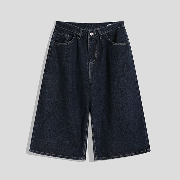 Herrenbekleidung Retro-Jeansanzug für Männer, neuer Sommerstil, High-Street-Stil, hübsches Hemd, siebenzackige Hose mit weitem Bein, zweiteiliger Anzug_voghion.com