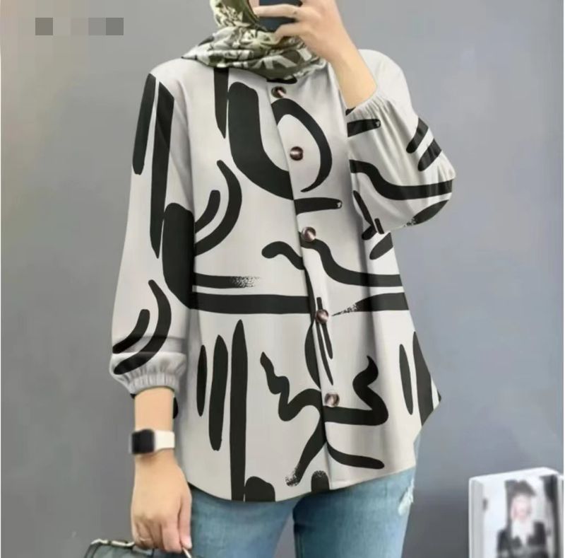 Women's Clothing Women's tops 2023 women's muslim floral shirt robe fashion puff sleeve petticoat bohemian casual wide_voghion.com