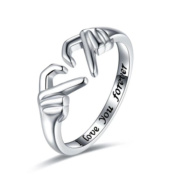 Creative Personalized Love Ring, Hands Than Heart, Simple Cold Wind, Romantic And Versatile Couple Ring_voghion.com