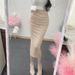 ChicShe Korean Style Gray Pleated With Slit Mid-Length Skirt Versatile Slimming Belly Covering Autumn New Hip-Hugging_voghion.com