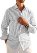 Herren Langarm Button-Down-Hemd Gestreift Casual Baumwolle Business Sommer Strand Hochzeit Kleid Hemden_voghion.com