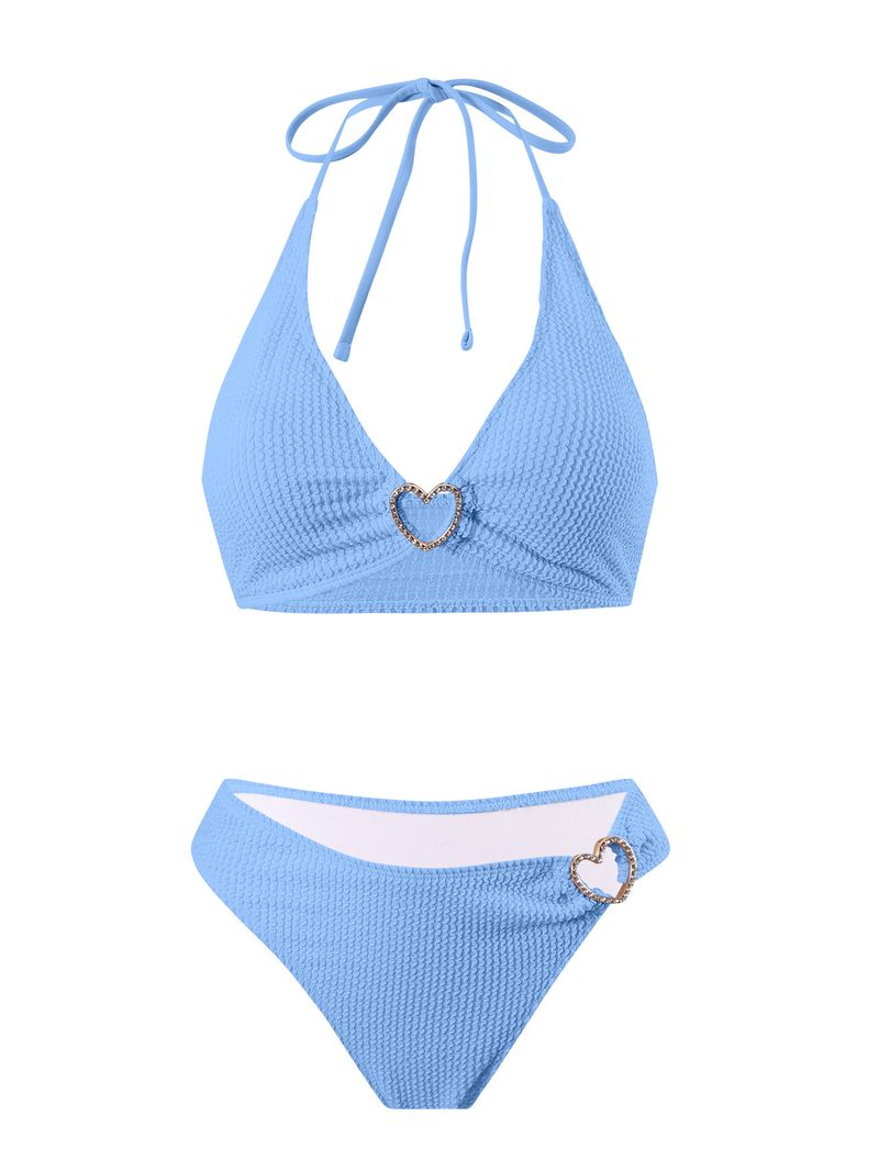 Maillot de bain deux pièces Verve 2025, couleur unie, pour femme, bain de source chaude, dos nu, noué_voghion.com