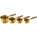 Juego de ocho tazas y cucharas medidoras de acero inoxidable chapadas en oro con mangos de palisandro._voghion.com