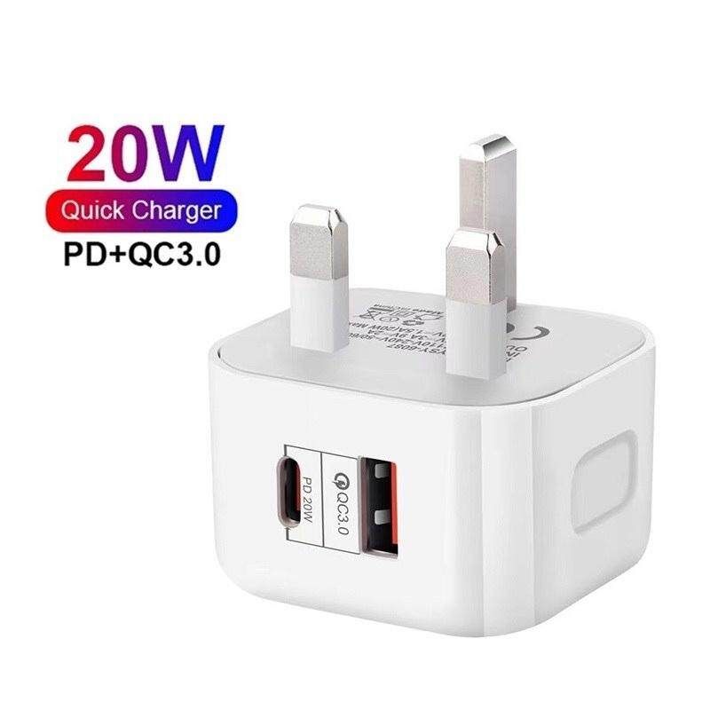20w Fast Charger Dual USB PD QC3.0 Adapter With Cable Support Fast Charging_voghion.com