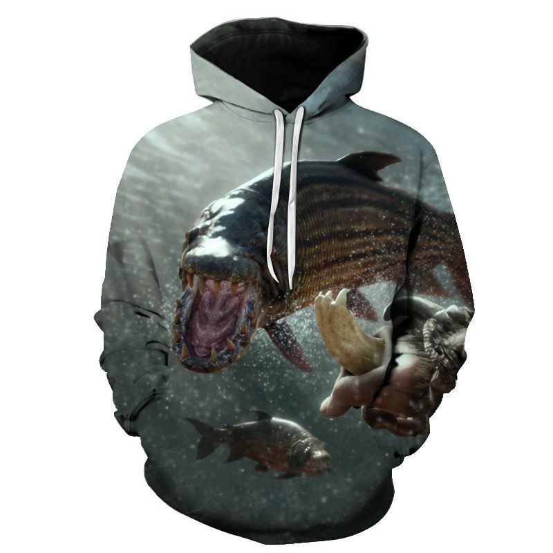 New For Men With 3D Digital Print Fish Pattern, Casual Unisex Hooded Sweatshirt_voghion.com