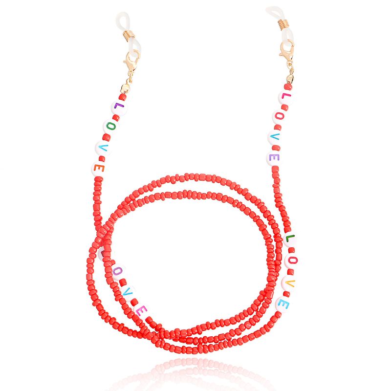 Accessoires Böhmische einfarbige Rocailles-Perlen Liebesbrief Brille Maske Anti-Rutsch-Kette für Frauen_voghion.com