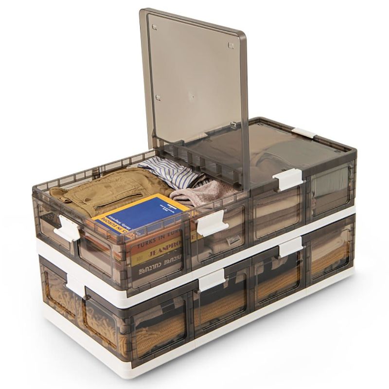 High Quality 2 Pack Stackable Storage Containers Rolling Plastic Storage Bins_voghion.com