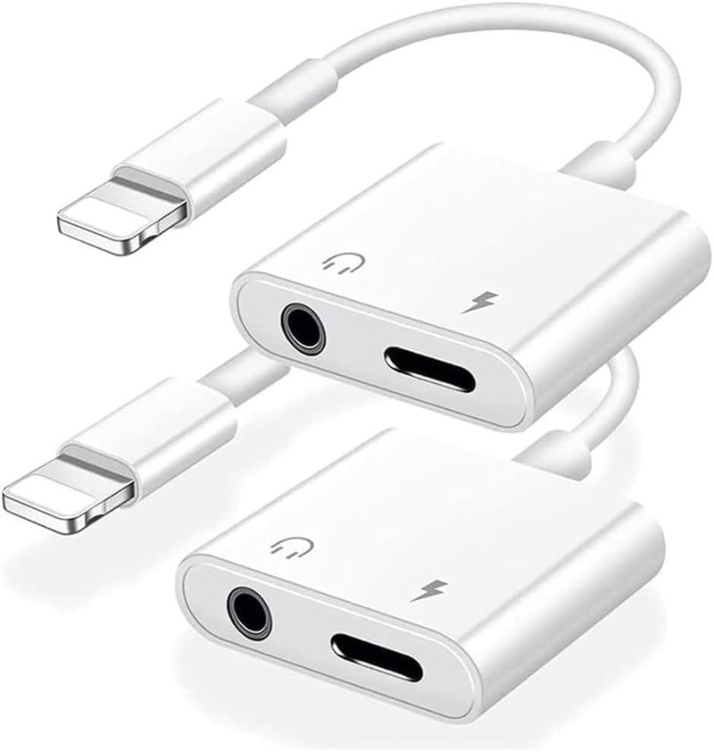 [Certifikace Apple MFi] Dvoudílný adaptér z výsuvného konektoru na 3,5mm jack pro sluchátka pro iPhone, 2v1 AUX audio + nabíjecí dávkovač_voghion.com