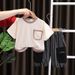 Nuovo set estivo per bambini, girocollo, casual, a maniche corte, per bambini di età media e piccola, due pezzi, pantaloncini verticali per neonati_voghion.com