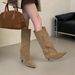 2024 Herbst Winter Neue Spitzschuh Niedrigen Absatz Rohr Reiten Bequeme Vielseitige Over-the-Knie Stiletto Lange Stiefel_voghion.com