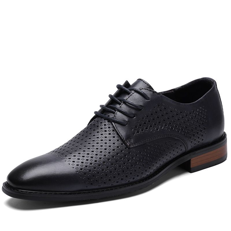 Chaussures habillées décontractées légères à lacets en cuir pour hommes, chaussures de travail professionnelles_voghion.com