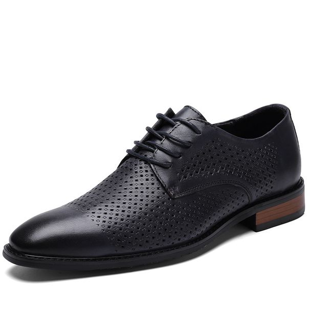 Chaussures habillées décontractées légères à lacets en cuir pour hommes, chaussures de travail professionnelles_voghion.com