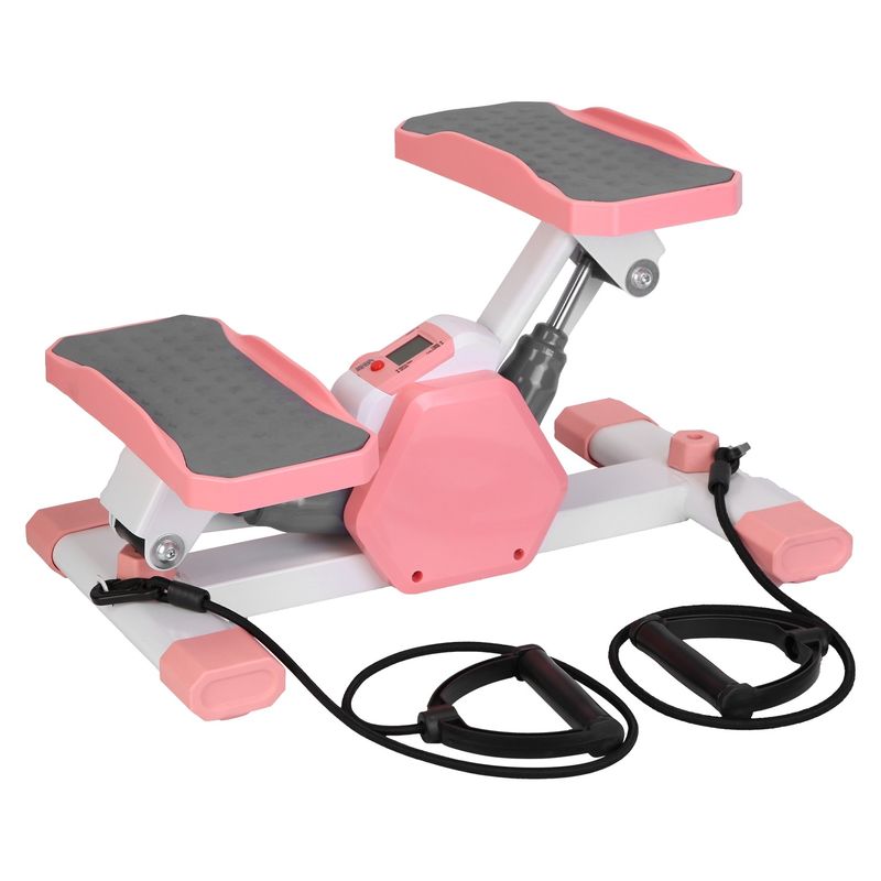 Mini Stepper Stair Stepper With Resistance Bands Quiet Workout Stepper with Digital Timer Max 330.7LBS Load for Home_voghion.com