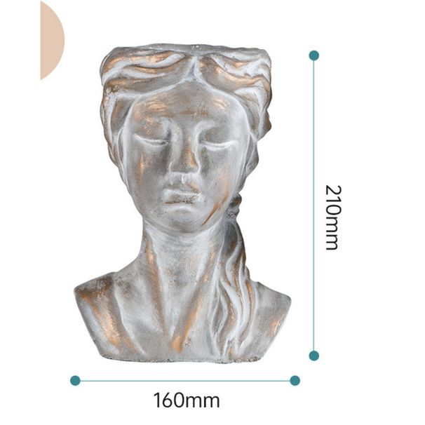 Statue de fille nordique en ciment, pot succulent, décoration d'entrée de balcon, de bureau, plante à fleurs élégante_voghion.com