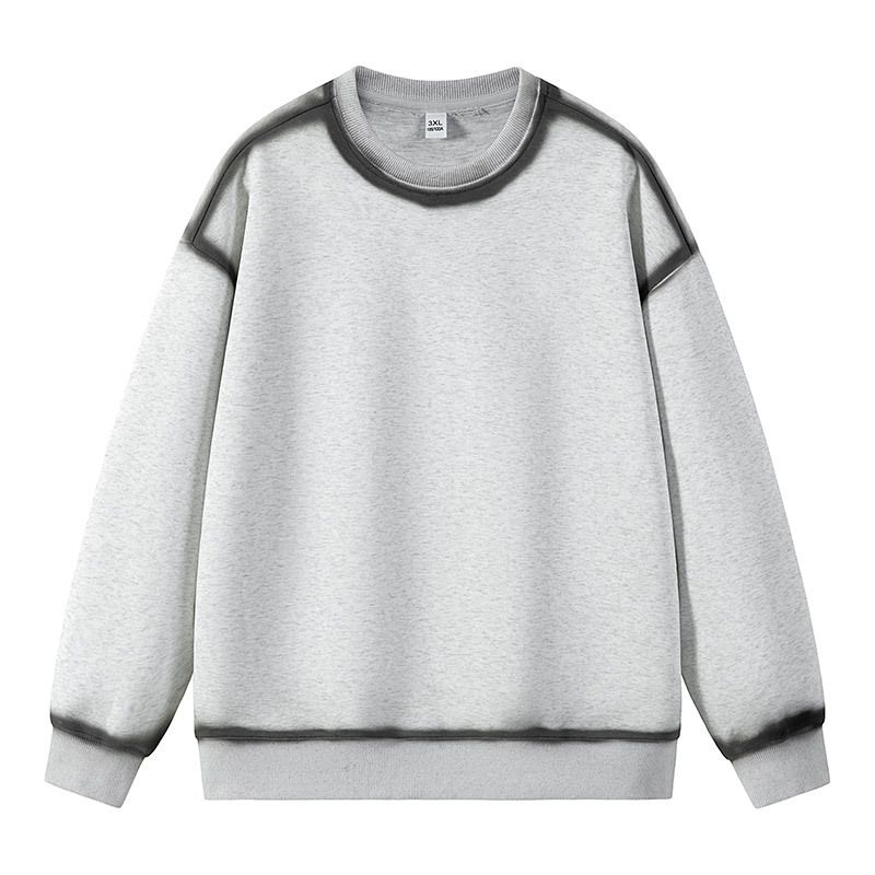 Herren-Trainingsanzug-Set mit Farbverlauf – Trendiges Langarm-Sweatshirt ohne Kapuze und Jogginghose (Schwarz, Grau-Weiß Ombre)​_voghion.com