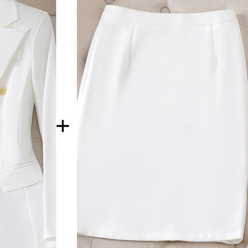 Vêtements pour femmes, costume formel blanc à la mode, costume de style déesse de tempérament haut de gamme_voghion.com