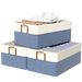 Clothes Organizer,3 Pack Large Wardrobe Storage Basket, Foldable Fabric Drawer Organizer Storage Bin With Dual Handles Boxes Transparent Label_voghion.com
