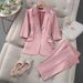 Elegant Pink Women's Suit Set - Premium Acetate Satin Blazer & Pants For Professional Office Wear(Available In 7 Sizes From S To XXXXL)_voghion.com