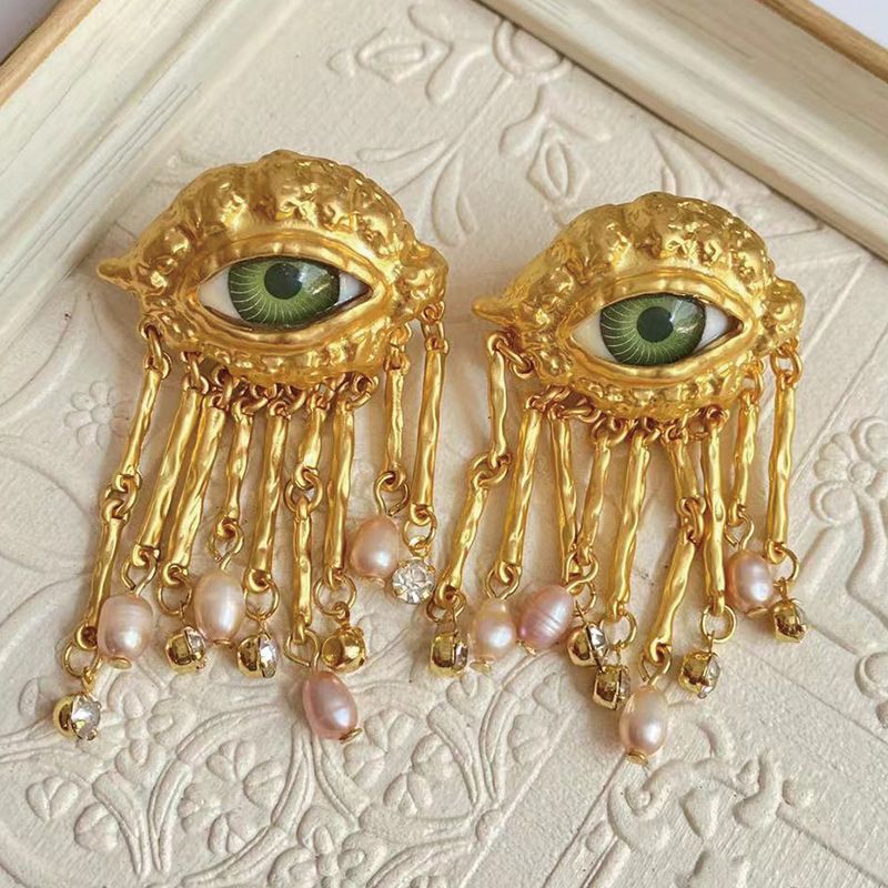 Anello apribile Psonal in saldo, nappa di perle in metallo con occhi da diavolo per uomo e donna, gioielli, stile punk classico_voghion.com