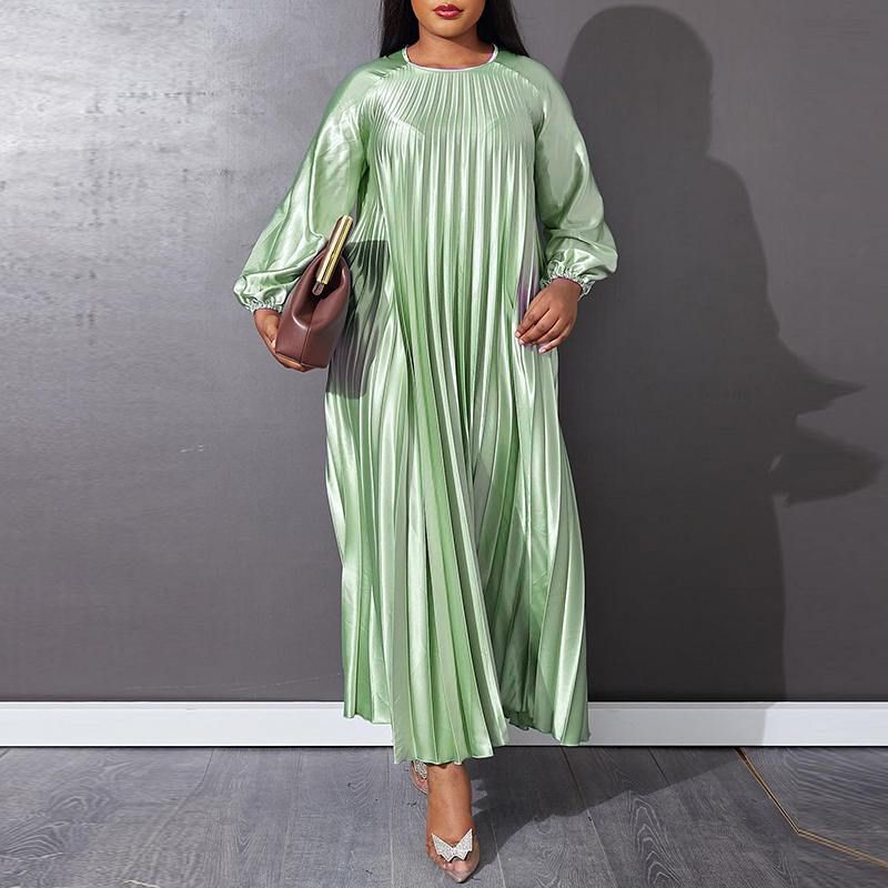 Women's fashion loose casual pleated dress_voghion.com