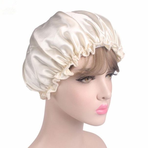 women's satin nightcap anti hair loss hair care hat personalized wood ear brim lazy sleep no heat nightcap_voghion.com