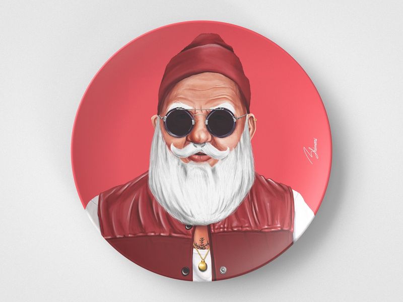 Santa Claus // 10" Round Plate // Christmas Gift Idea_voghion.com