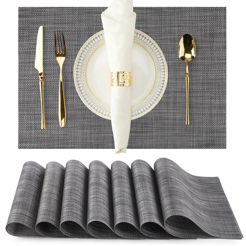 Dinnerware Placemats PVC Insulation Table Mats Washable Table Cloth Coasters Two Color Silk Cross Border Textilene Placemats_voghion.com
