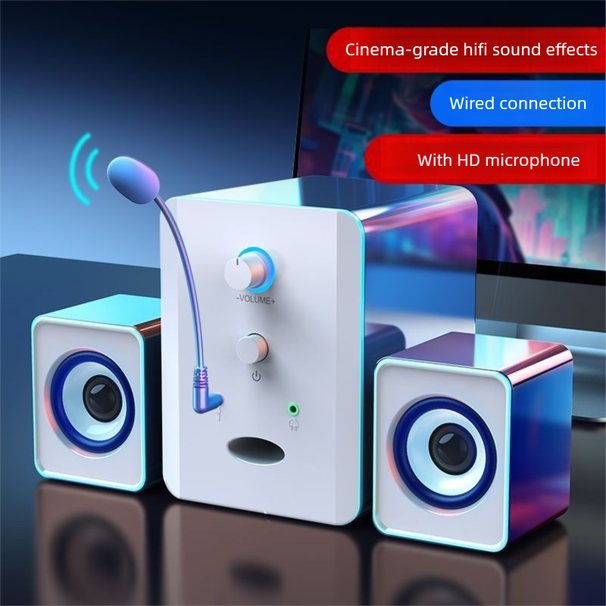 Desktop-Bluetooth mit Mikrofon, kleiner Computerlautsprecher in Surround-Sound-Qualität_voghion.com