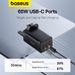 Chargeur Baseus 65 W GaN5, charge rapide 4.0 Type C, USB C, pour ordinateur portable, iPhone 15/14_voghion.com