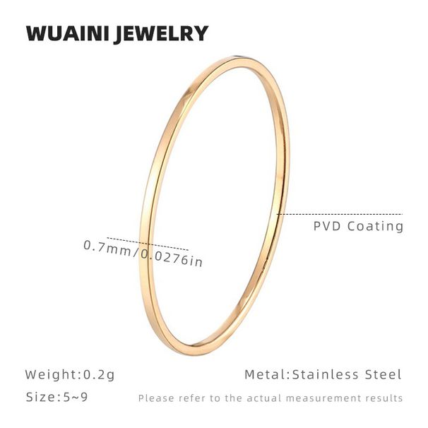 Anello semplice ultrasottile in acciaio al titanio resistente allo sbiadimento, design di nicchia femminile, anello impilato antivento freddo, linee di alta gamma_voghion.com